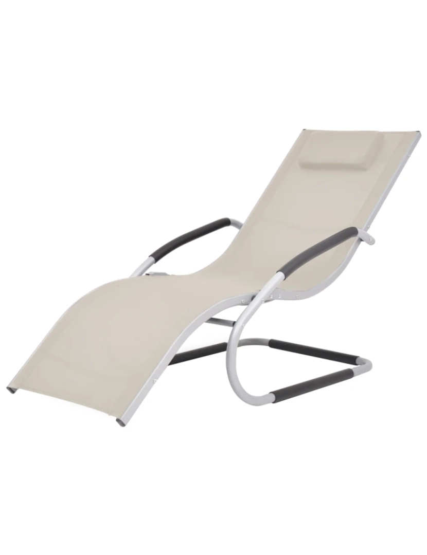 imagem de espreguiçadeira，Cadeira de repouso，Cadeira de descanso com almofadão alumínio e textilene creme CFW5588531
