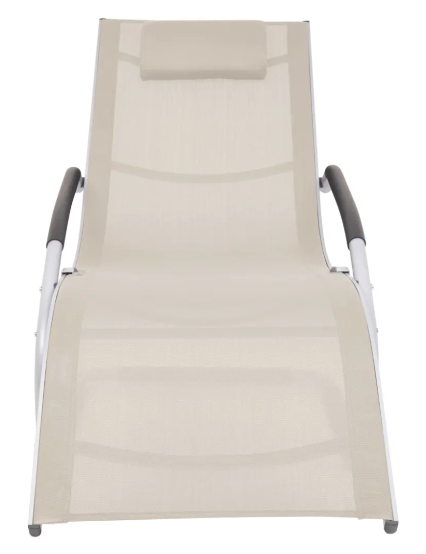 imagem de espreguiçadeira，Cadeira de repouso，Cadeira de descanso com almofadão alumínio e textilene creme CFW5588532