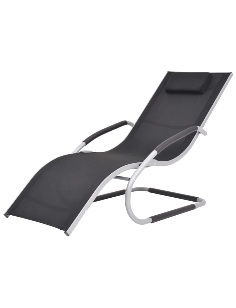 Vidaxl - espreguiçadeira，Cadeira de repouso，Cadeira de descanso com almofadão alumínio e textilene preto CFW721164