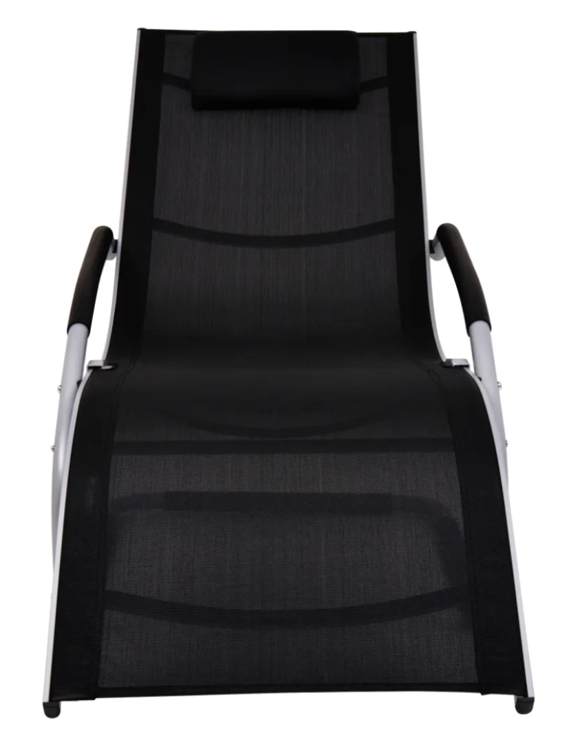imagem de espreguiçadeira，Cadeira de repouso，Cadeira de descanso com almofadão alumínio e textilene preto CFW7211642