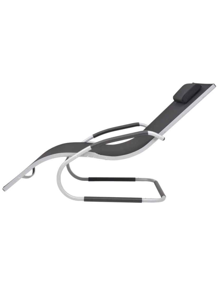 imagem de espreguiçadeira，Cadeira de repouso，Cadeira de descanso com almofadão alumínio e textilene preto CFW7211643