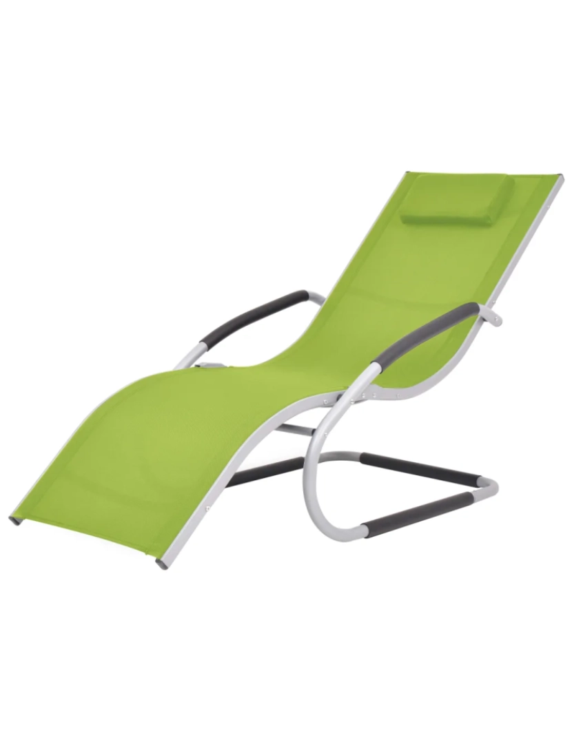 imagem de espreguiçadeira，Cadeira de repouso，Cadeira de descanso com almofadão alumínio e textilene verde CFW7423271