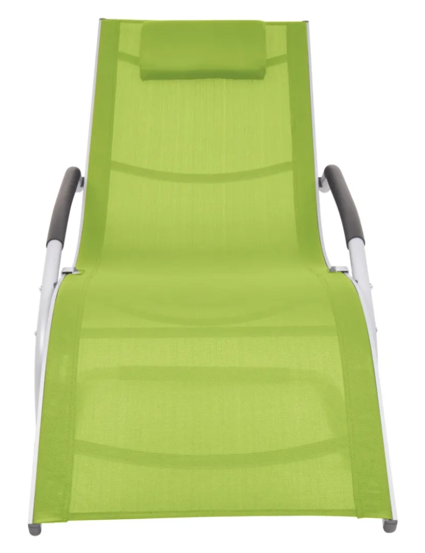 imagem de espreguiçadeira，Cadeira de repouso，Cadeira de descanso com almofadão alumínio e textilene verde CFW7423272