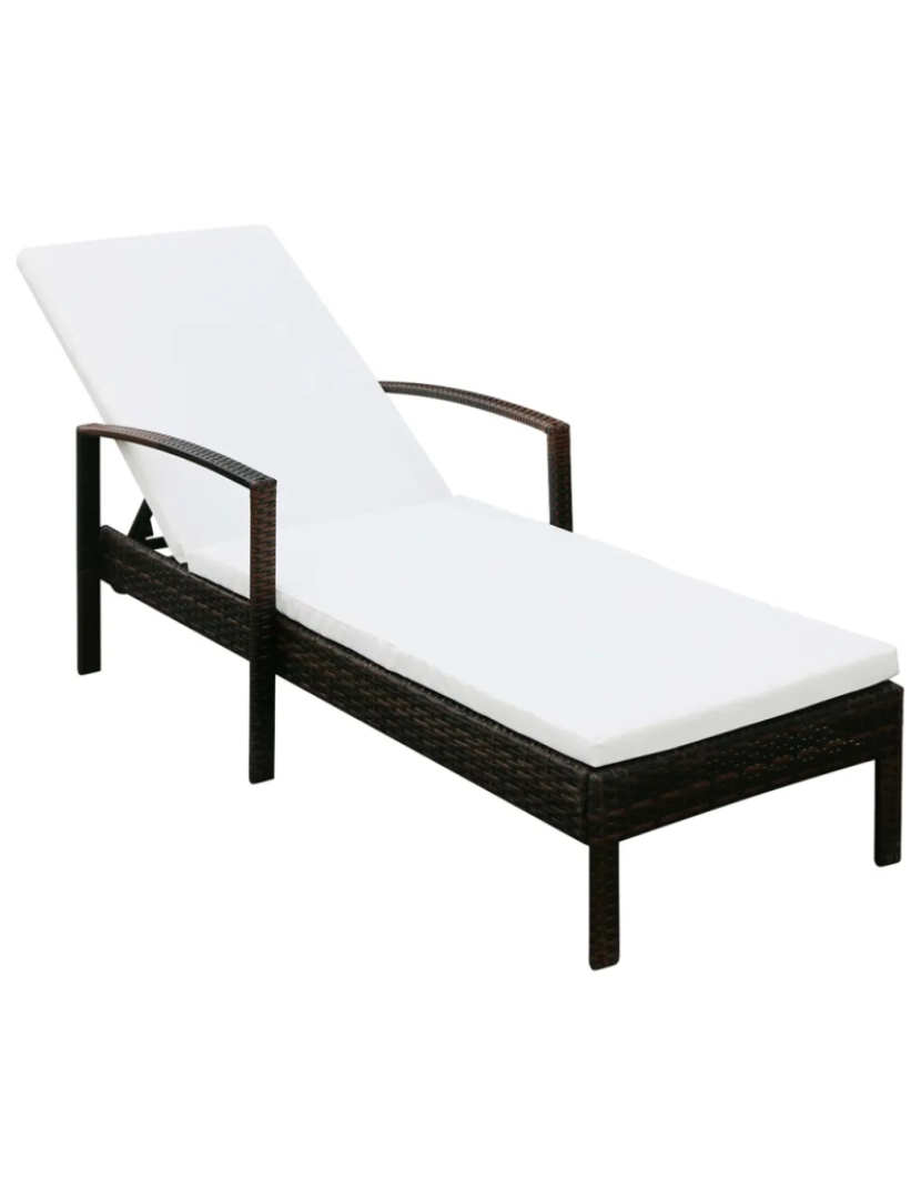 Vidaxl - espreguiçadeira，Cadeira de repouso，Cadeira de descanso com almofadão em vime PE castanho CFW951652