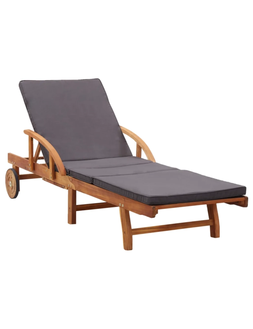 imagem de espreguiçadeira，Cadeira de repouso，Cadeira de descanso com almofadão madeira acácia maciça CFW4071261