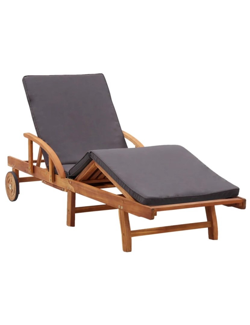 imagem de espreguiçadeira，Cadeira de repouso，Cadeira de descanso com almofadão madeira acácia maciça CFW4071262