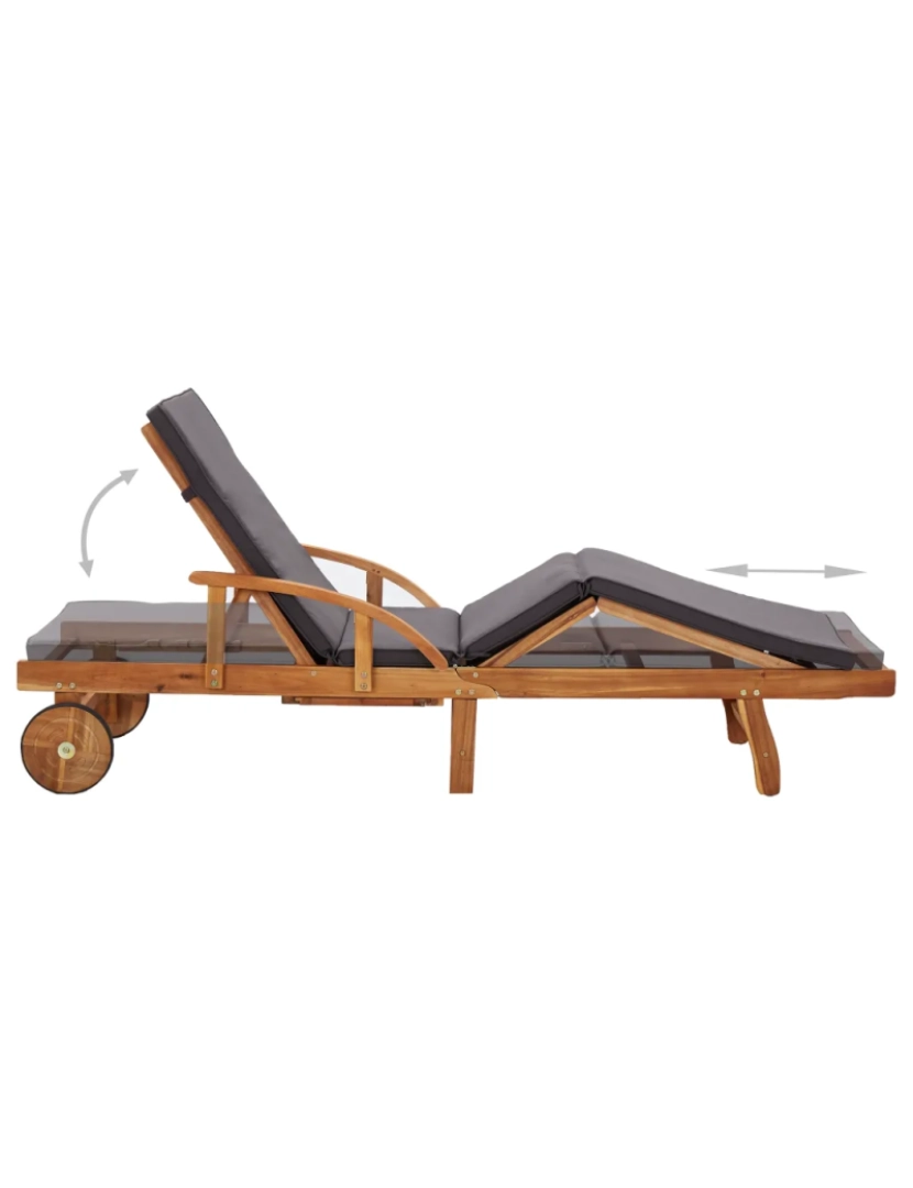 imagem de espreguiçadeira，Cadeira de repouso，Cadeira de descanso com almofadão madeira acácia maciça CFW4071264