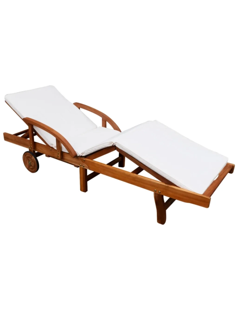 imagem de espreguiçadeira，Cadeira de repouso，Cadeira de descanso com almofadão madeira acácia maciça CFW4214331