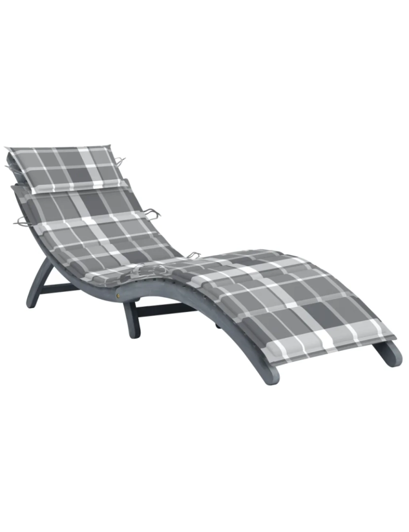 Vidaxl - espreguiçadeira，Cadeira de repouso，Cadeira de descanso com almofadão madeira de acácia maciça cinzento CFW391400