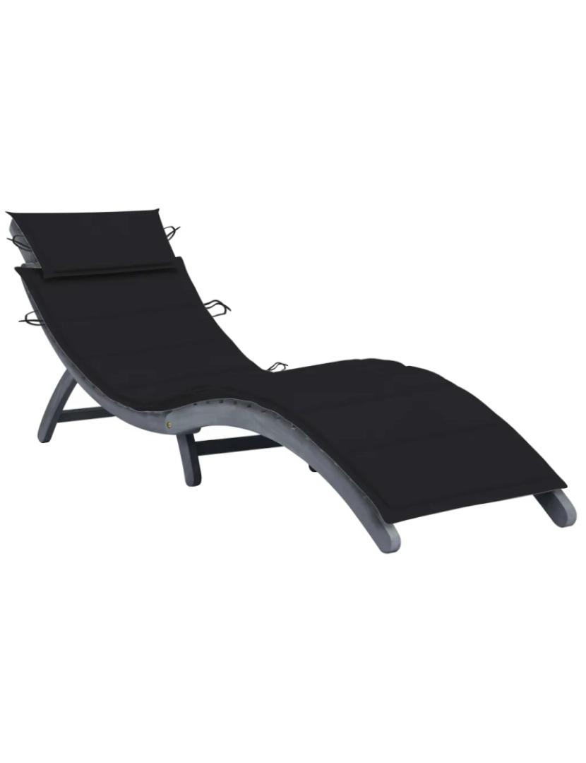 Vidaxl - espreguiçadeira，Cadeira de repouso，Cadeira de descanso com almofadão madeira de acácia maciça cinzento CFW290198