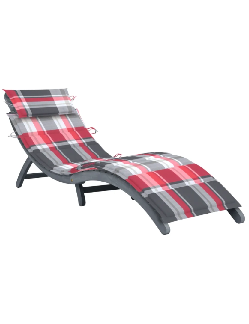 Vidaxl - espreguiçadeira，Cadeira de repouso，Cadeira de descanso com almofadão madeira de acácia maciça cinzento CFW115517