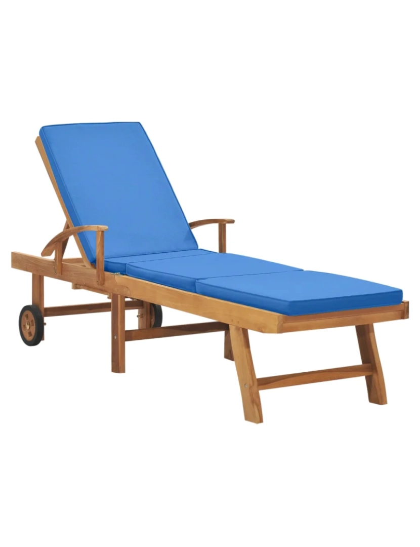 Vidaxl - espreguiçadeira，Cadeira de repouso，Cadeira de descanso com almofadão madeira teca maciça azul CFW164960
