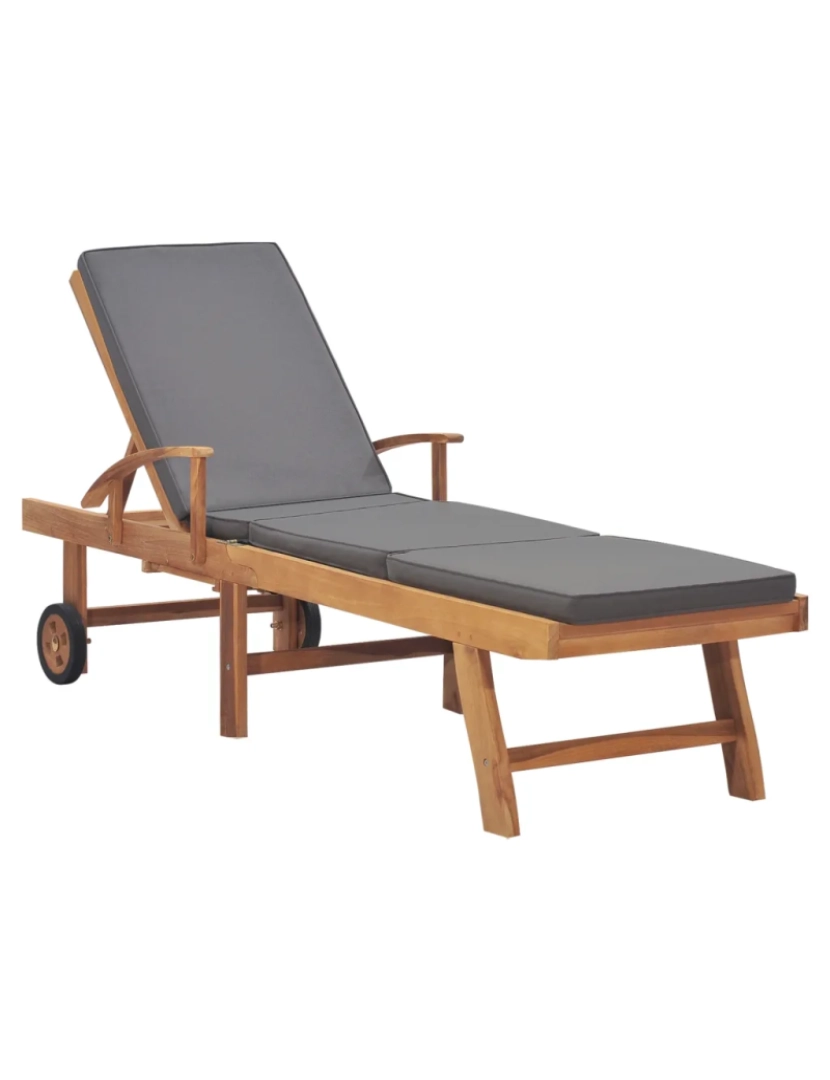 Vidaxl - espreguiçadeira，Cadeira de repouso，Cadeira de descanso com almofadão madeira teca maciça cinza-escuro CFW354545