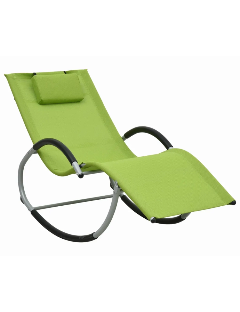 imagem de espreguiçadeira，Cadeira de repouso，Cadeira de descanso com almofadão textilene verde CFW8032361