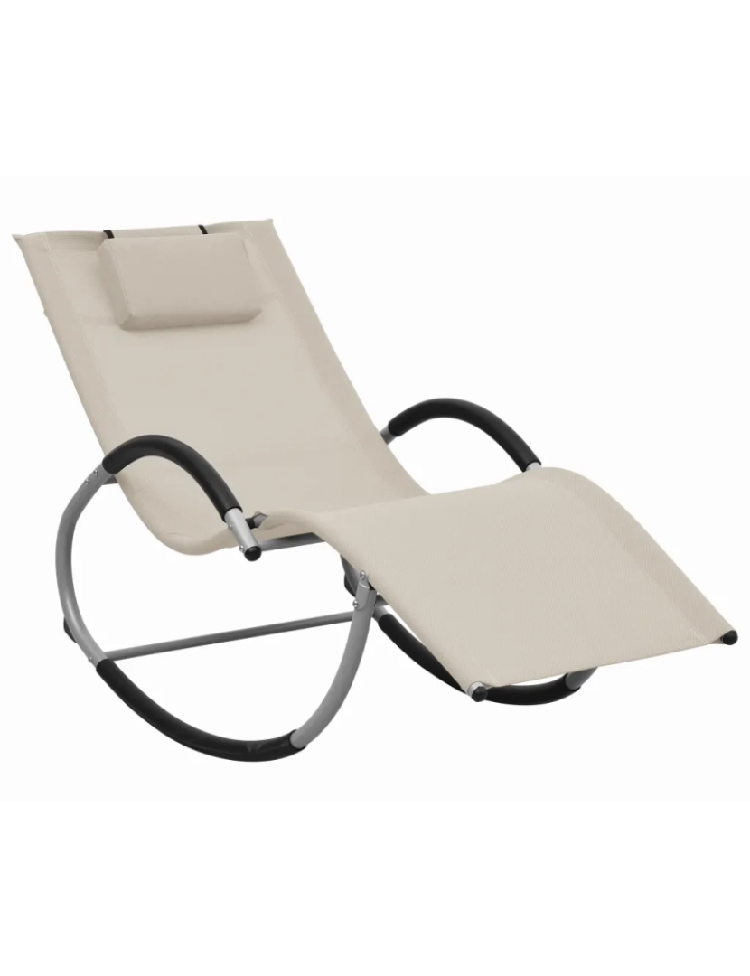 imagem de espreguiçadeira，Cadeira de repouso，Cadeira de descanso com almofadão textilene creme CFW8881731