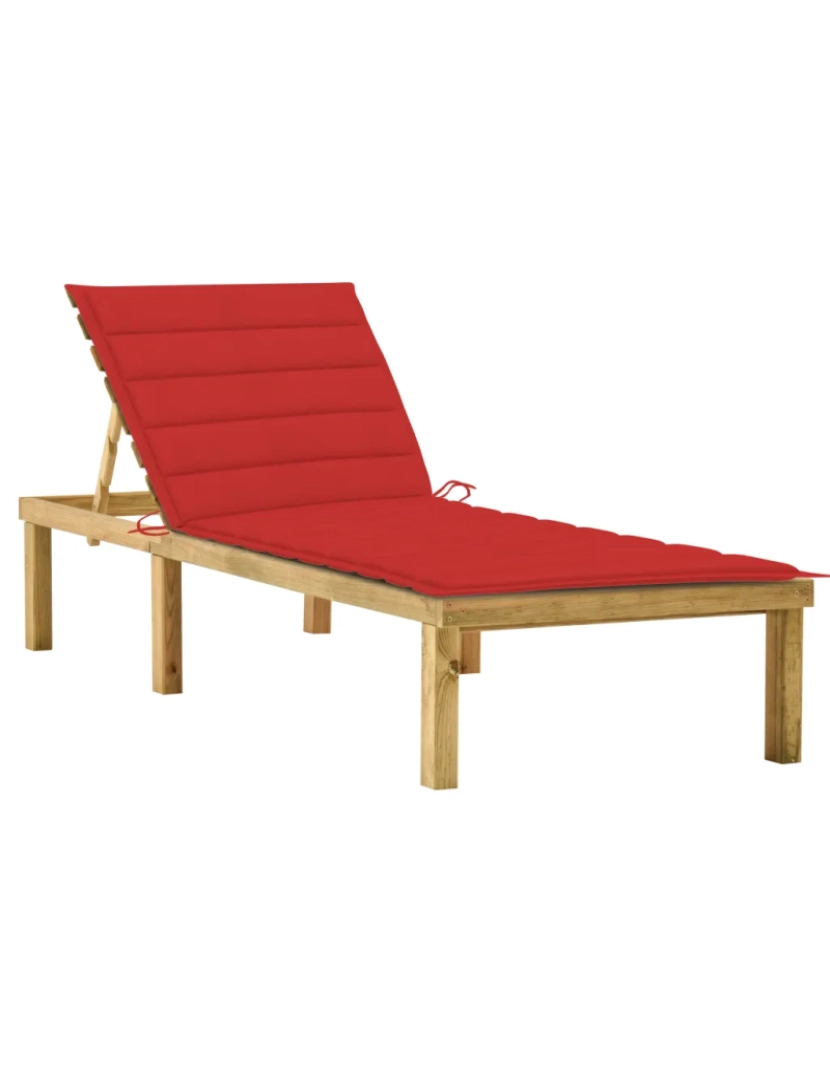 imagem de espreguiçadeira，Cadeira de repouso，Cadeira de descanso com almofadão vermelho pinho impregnado CFW6672721