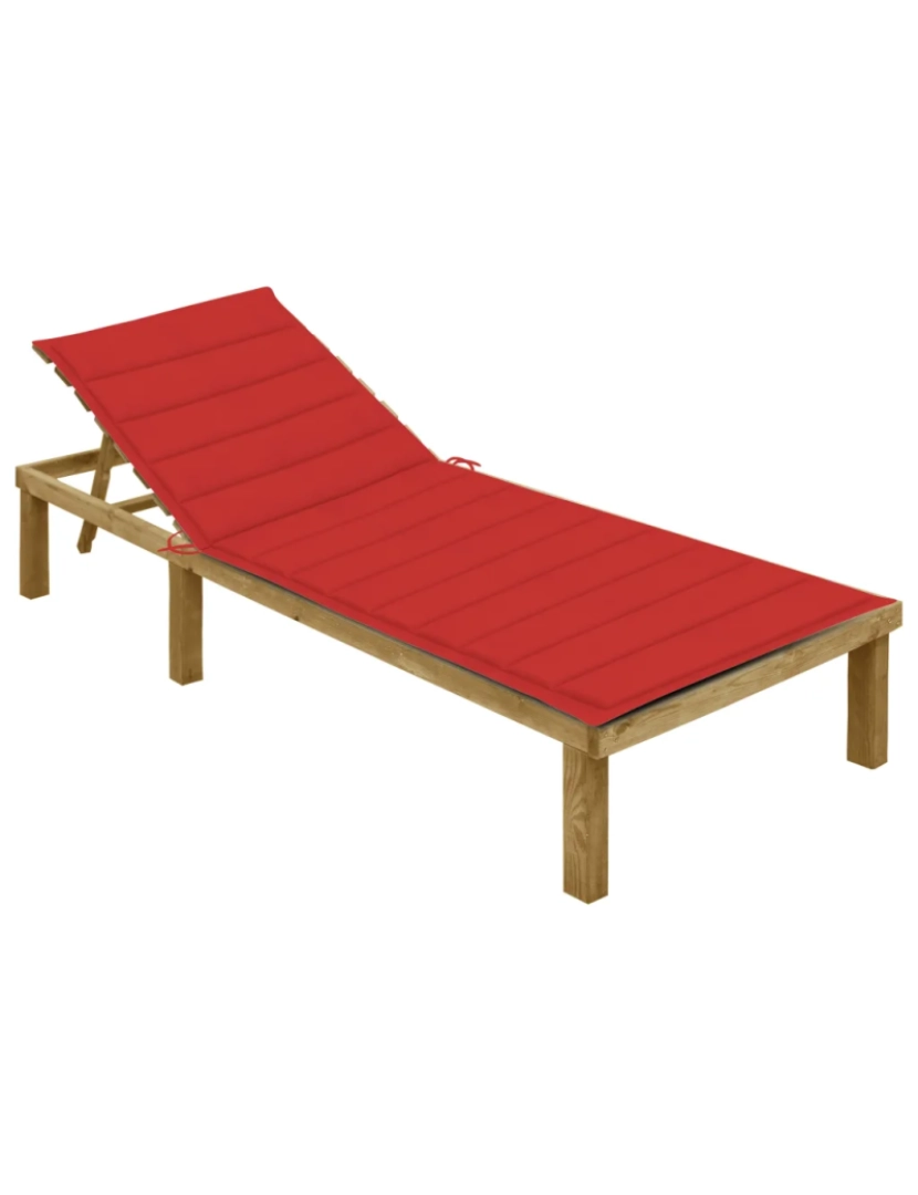 imagem de espreguiçadeira，Cadeira de repouso，Cadeira de descanso com almofadão vermelho pinho impregnado CFW6666951