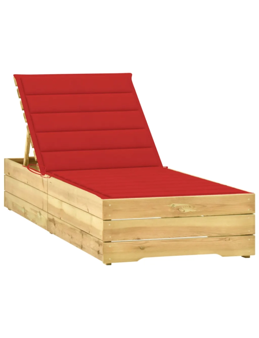 Vidaxl - espreguiçadeira，Cadeira de repouso，Cadeira de descanso com almofadão vermelho pinho impregnado CFW786046