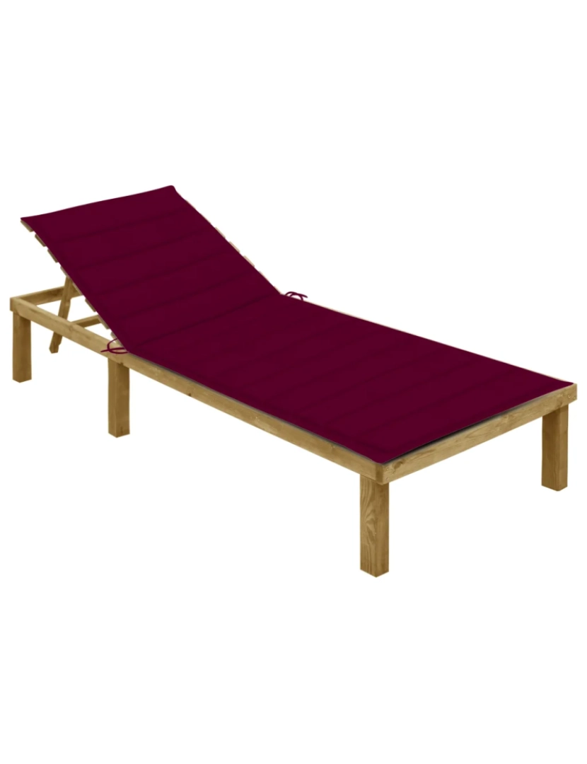 imagem de espreguiçadeira，Cadeira de repouso，Cadeira de descanso com almofadão vermelho tinto pinho impregnado CFW5243811