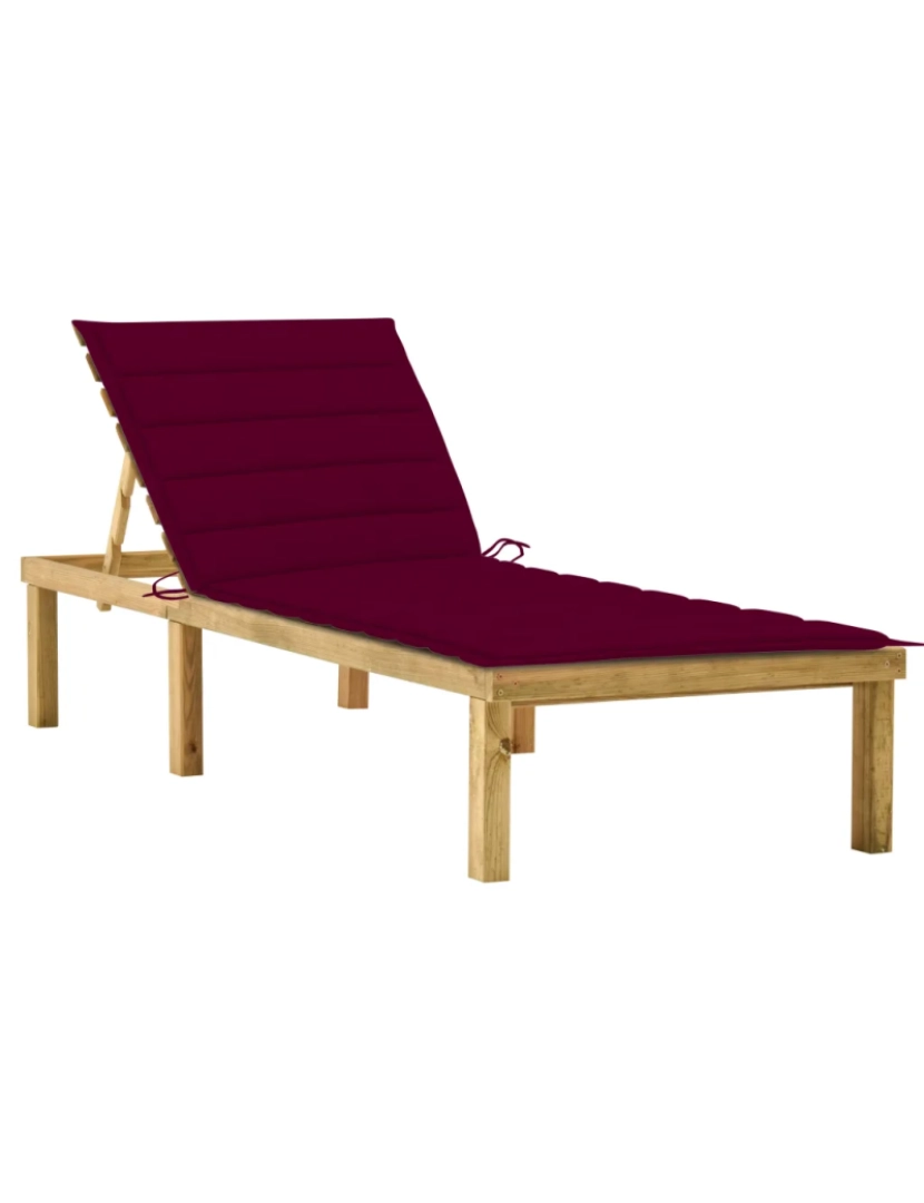imagem de espreguiçadeira，Cadeira de repouso，Cadeira de descanso com almofadão vermelho tinto pinho impregnado CFW8106741