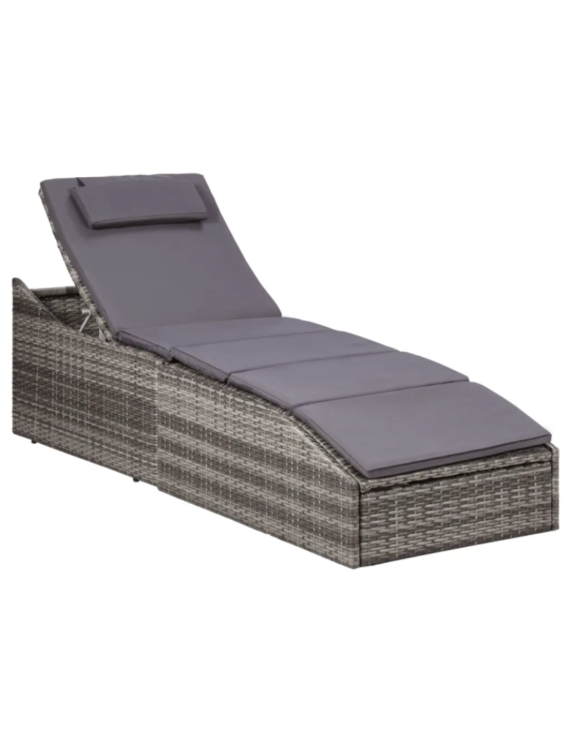Vidaxl - espreguiçadeira，Cadeira de repouso，Cadeira de descanso com almofadão vime PE cinzento CFW138488