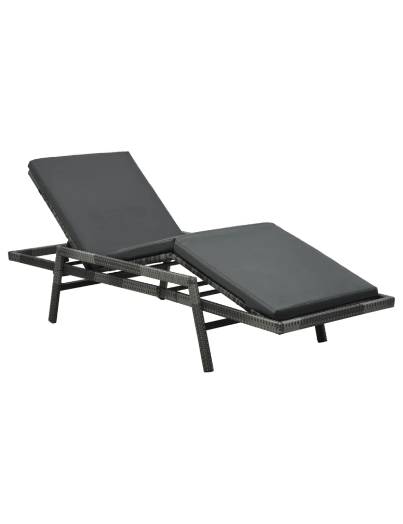 Vidaxl - espreguiçadeira，Cadeira de repouso，Cadeira de descanso com almofadão vime PE cinzento CFW376368