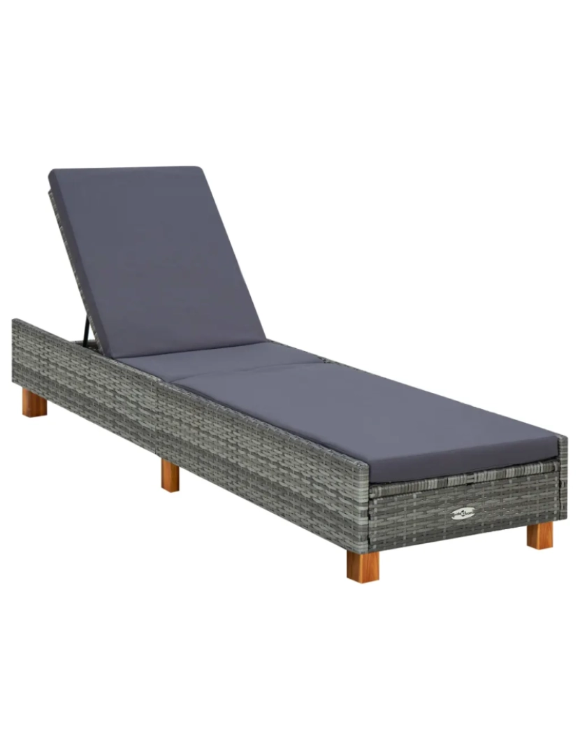 Vidaxl - espreguiçadeira，Cadeira de repouso，Cadeira de descanso com almofadão vime PE cinzento CFW668090