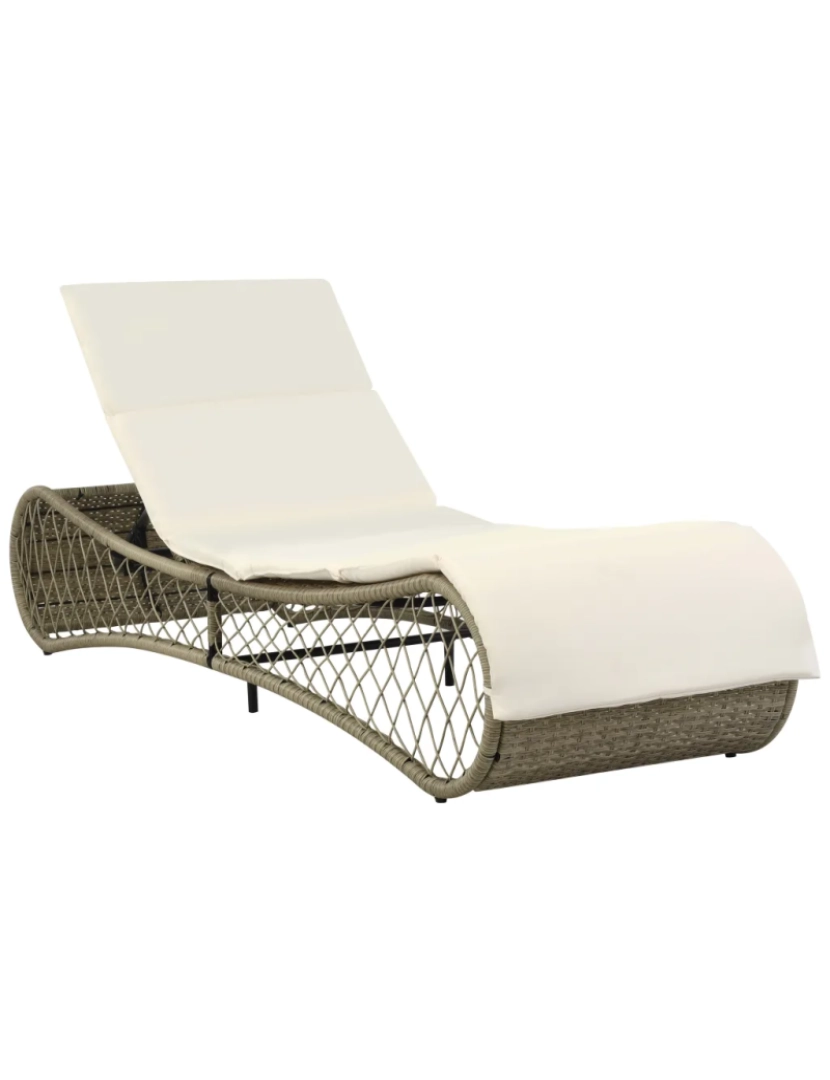 Vidaxl - espreguiçadeira，Cadeira de repouso，Cadeira de descanso com almofadão vime PE cinzento CFW900854