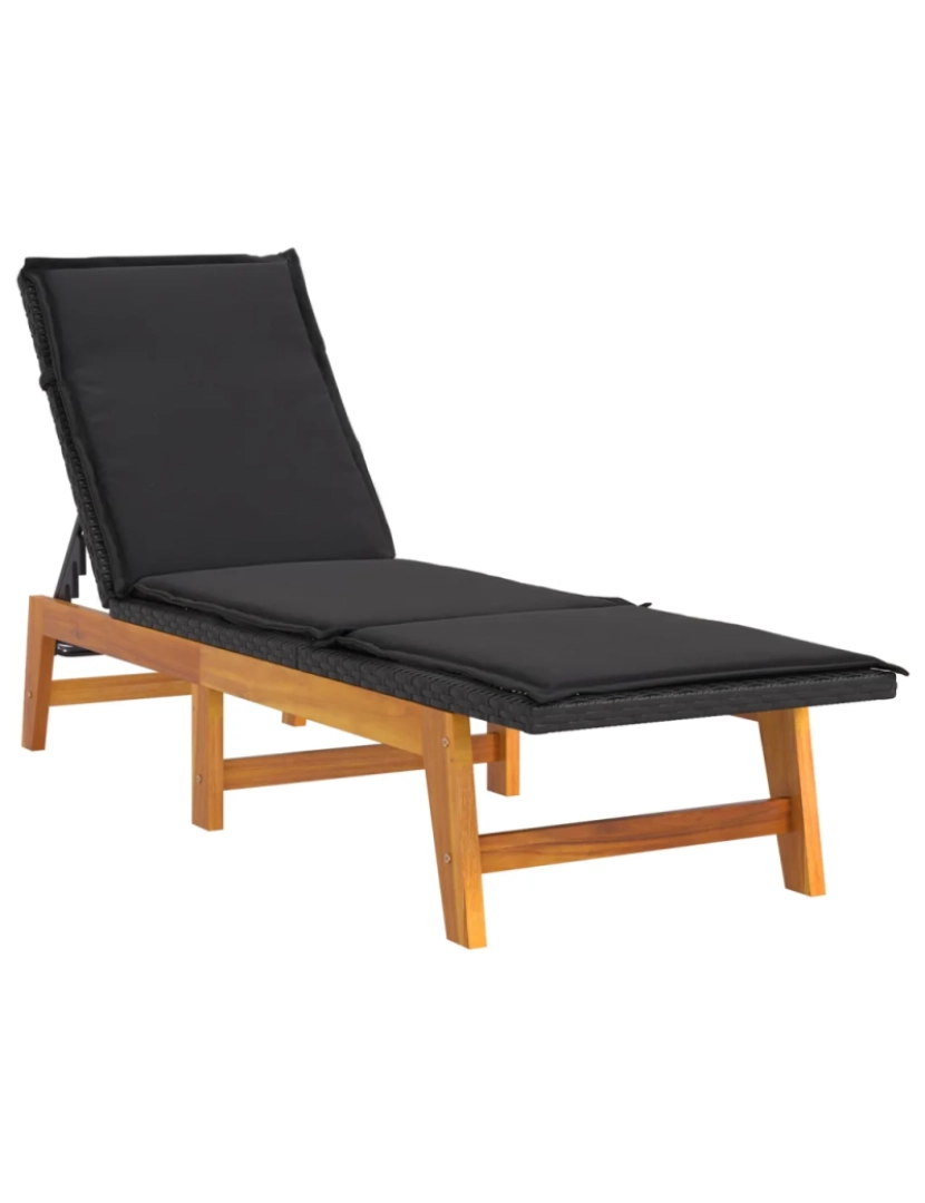 imagem de espreguiçadeira，Cadeira de repouso，Cadeira de descanso com almofadão vime PE e acácia maciça CFW4974432