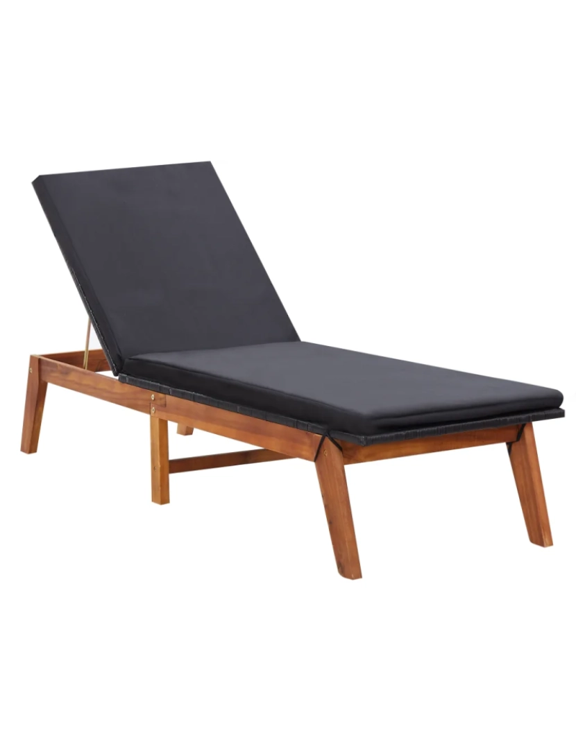 Vidaxl - espreguiçadeira，Cadeira de repouso，Cadeira de descanso com almofadão vime PE e madeira acácia maciça CFW150568