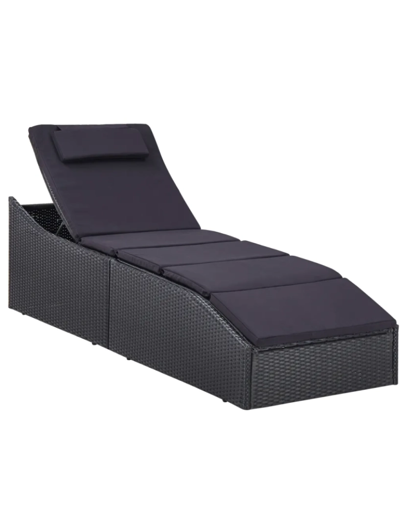 Vidaxl - espreguiçadeira，Cadeira de repouso，Cadeira de descanso com almofadão vime PE preto CFW780194