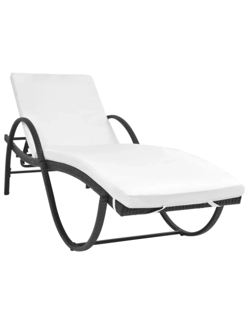 Vidaxl - espreguiçadeira，Cadeira de repouso，Cadeira de descanso com almofadão vime PE preto CFW160799