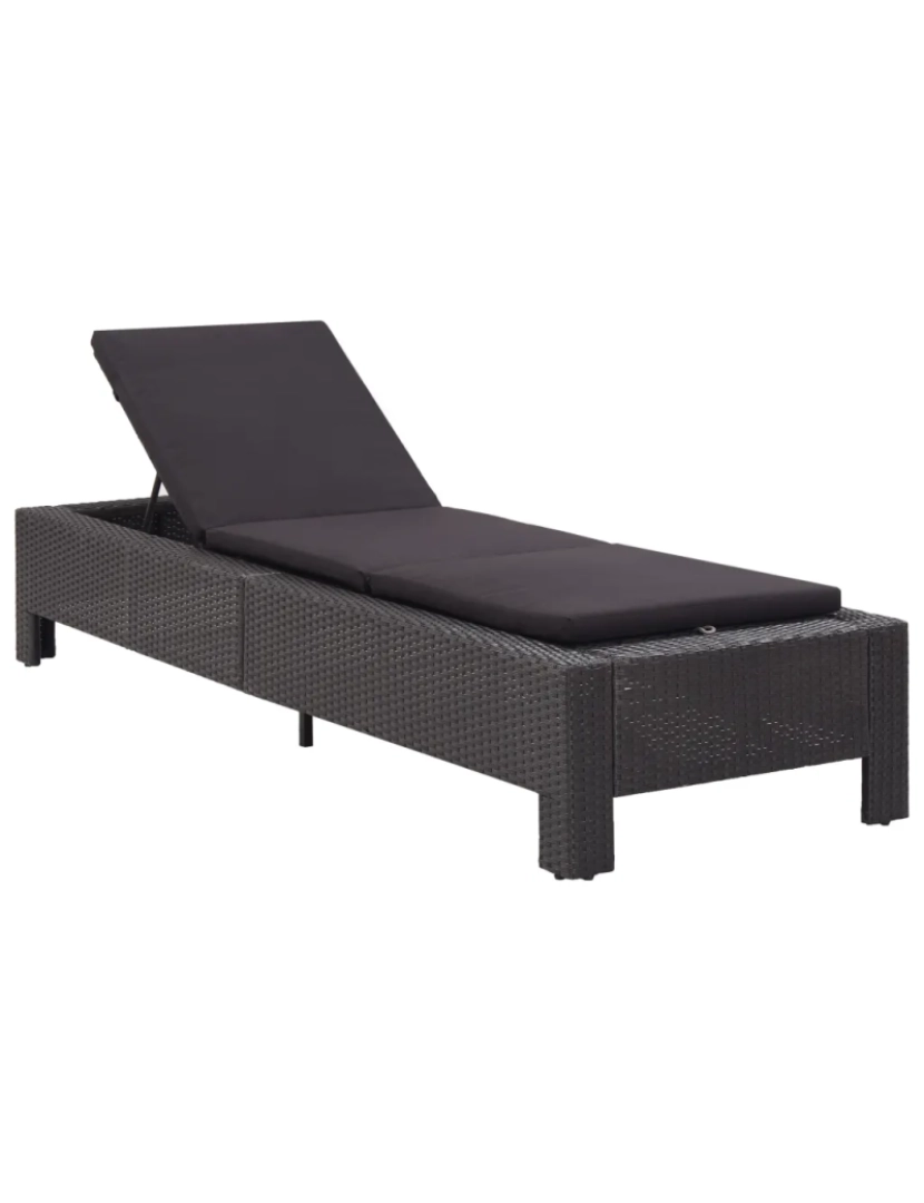 Vidaxl - espreguiçadeira，Cadeira de repouso，Cadeira de descanso com almofadão vime PE preto CFW647635