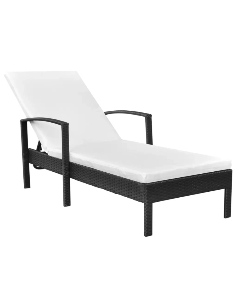 Vidaxl - espreguiçadeira，Cadeira de repouso，Cadeira de descanso com almofadão vime PE preto CFW709022