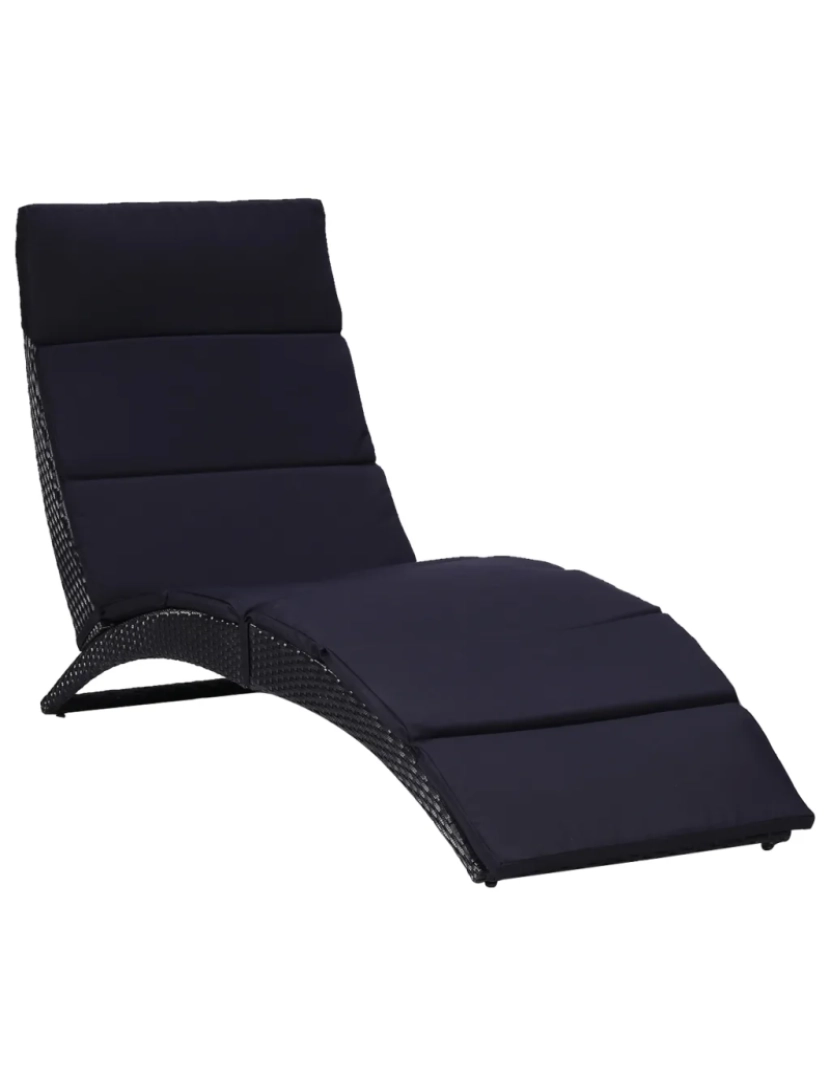 Vidaxl - espreguiçadeira，Cadeira de repouso，Cadeira de descanso com almofadão vime PE preto CFW835086