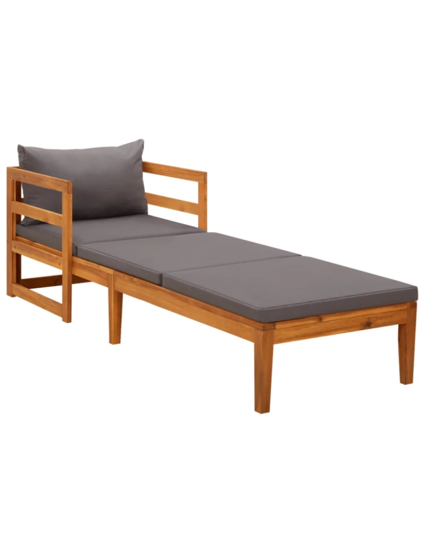 Vidaxl - espreguiçadeira，Cadeira de repouso，Cadeira de descanso com almofadões cinzentos-escuros acácia maciça CFW448803