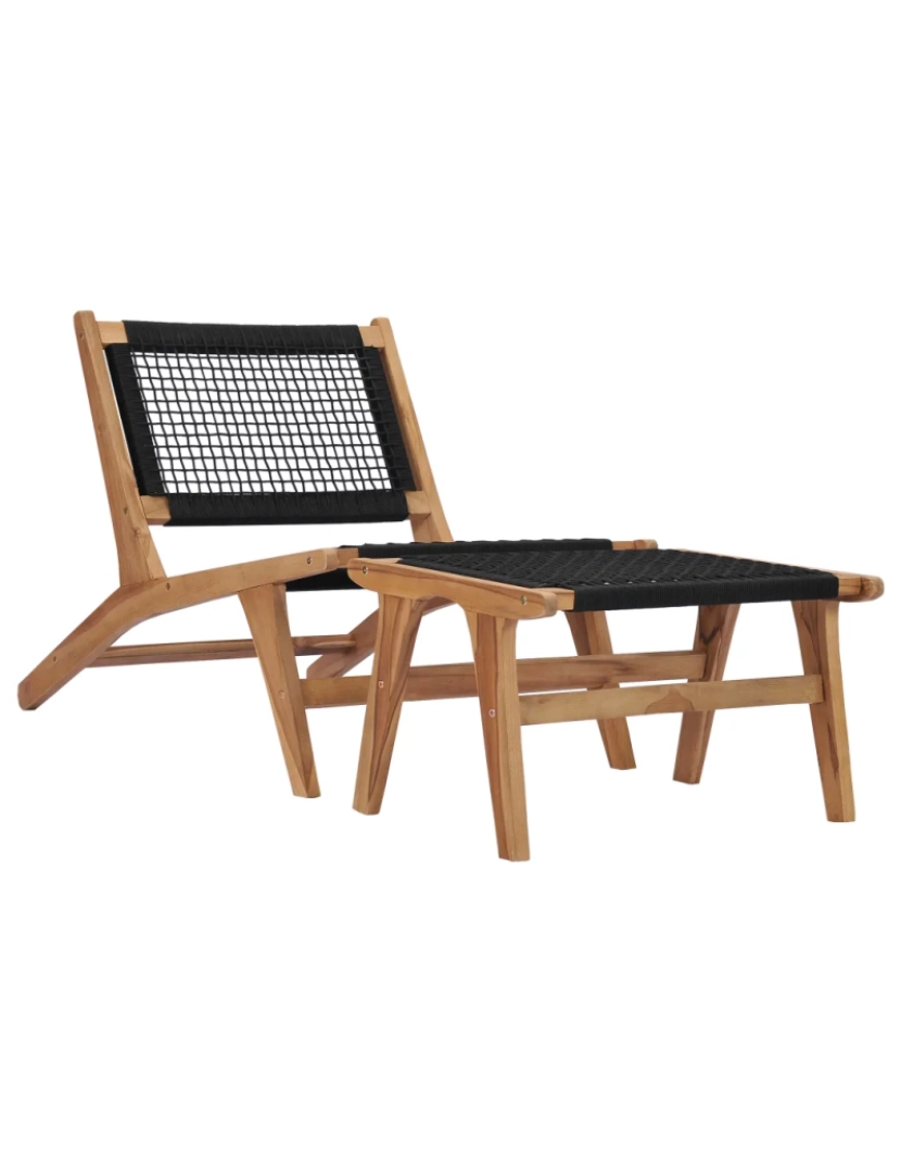 Vidaxl - espreguiçadeira，Cadeira de repouso，Cadeira de descanso com apoio de pés madeira teca maciça e corda CFW113371