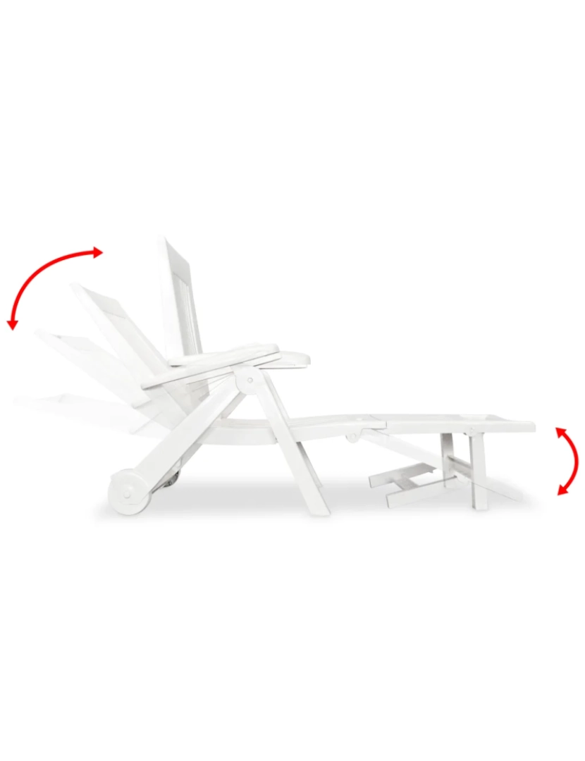 imagem de espreguiçadeira，Cadeira de repouso，Cadeira de descanso com apoio de pés plástico branco CFW2282166