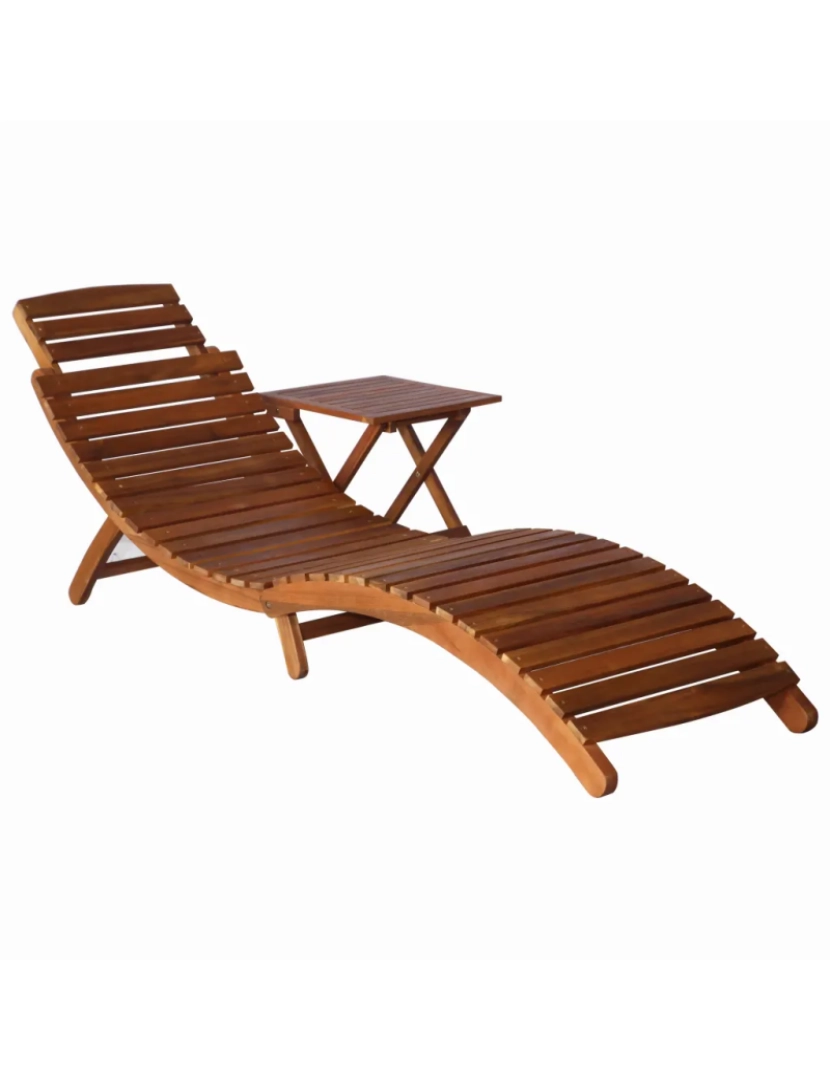 Vidaxl - espreguiçadeira，Cadeira de repouso，Cadeira de descanso com mesa madeira de acácia maciça castanho CFW891228