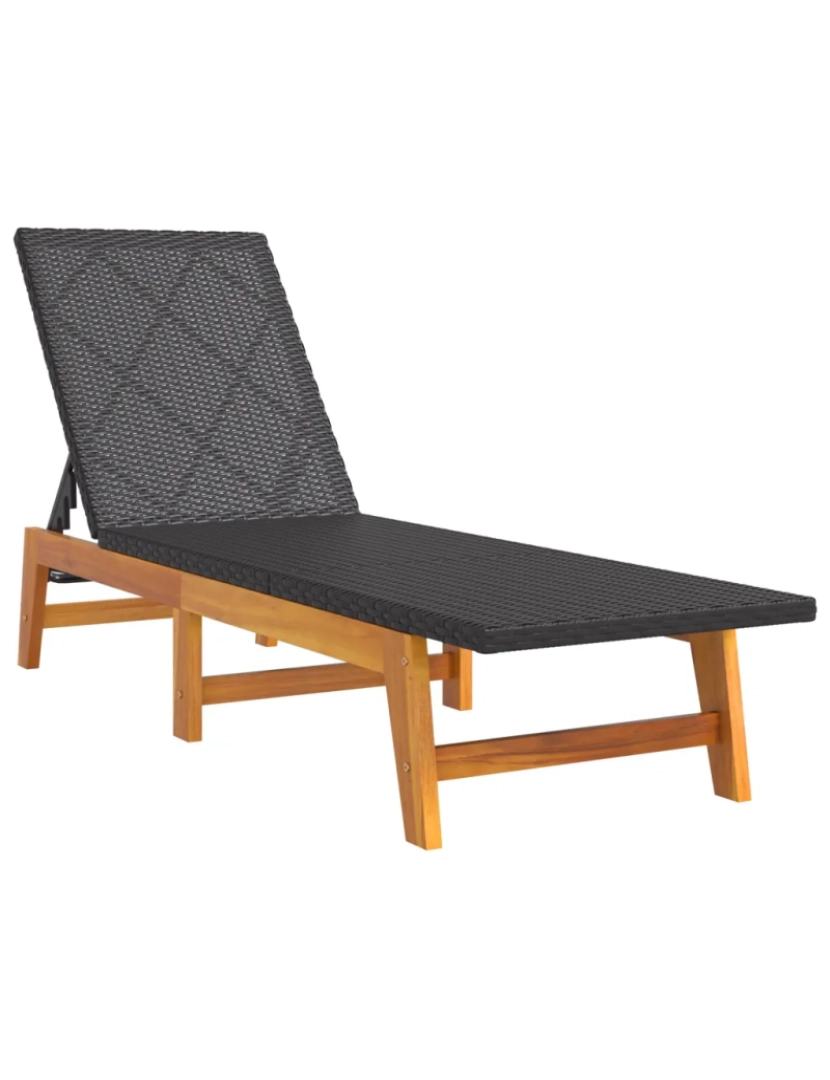 imagem de espreguiçadeira，Cadeira de repouso，Cadeira de descanso com mesa vime PE e madeira de acácia maciça CFW6880484