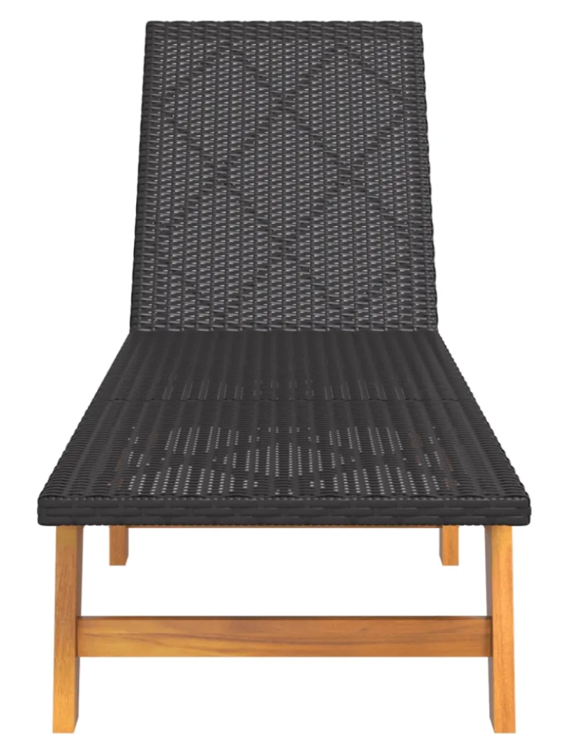 imagem de espreguiçadeira，Cadeira de repouso，Cadeira de descanso com mesa vime PE e madeira de acácia maciça CFW6880486