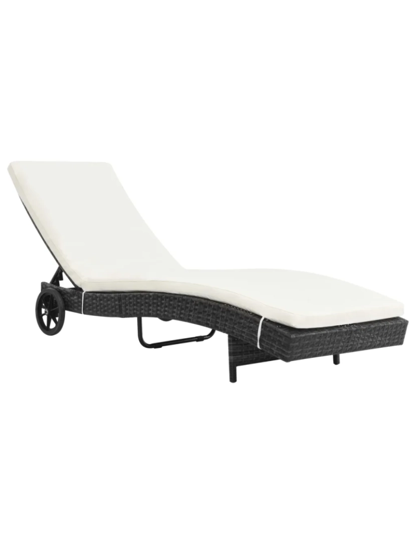 Vidaxl - espreguiçadeira，Cadeira de repouso，Cadeira de descanso com rodas e almofadão vime PE preto CFW849528