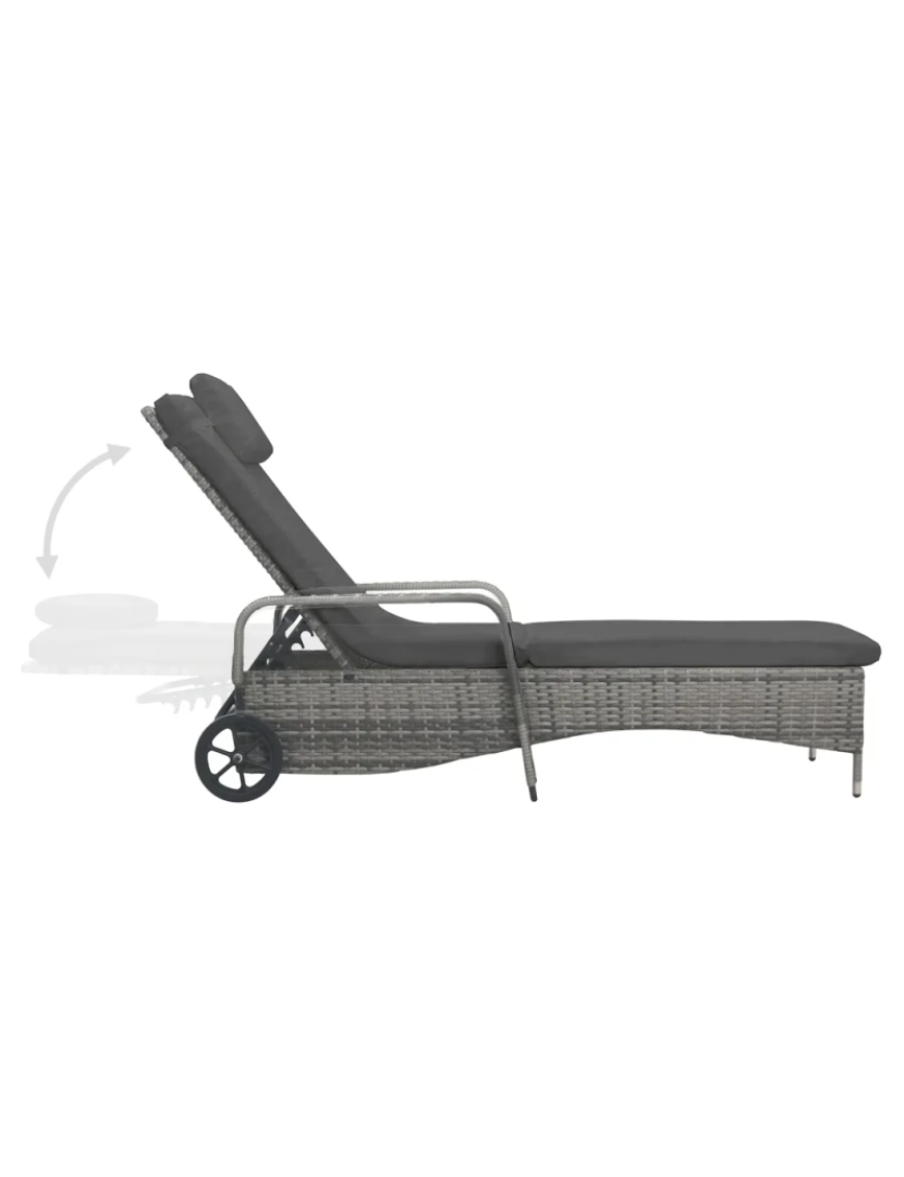imagem de espreguiçadeira，Cadeira de repouso，Cadeira de descanso com rodas vime PE antracite CFW1370845