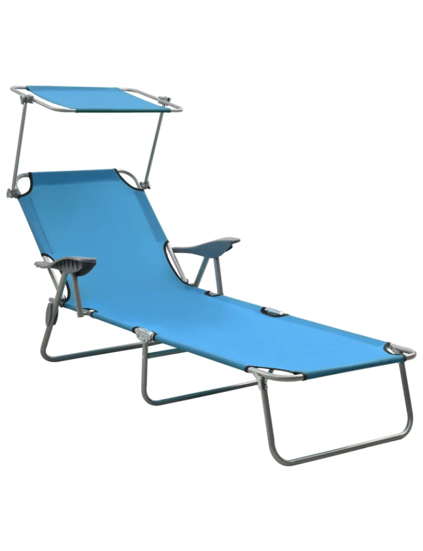 Vidaxl - espreguiçadeira，Cadeira de repouso，Cadeira de descanso com toldo aço azul CFW720693