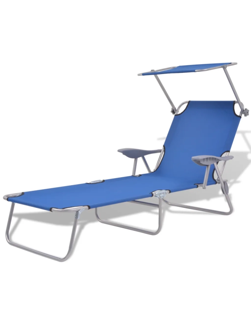 Vidaxl - espreguiçadeira，Cadeira de repouso，Cadeira de descanso com toldo aço azul CFW649179