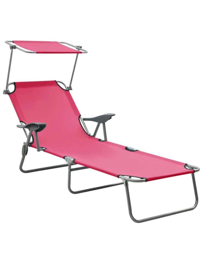 Vidaxl - espreguiçadeira，Cadeira de repouso，Cadeira de descanso com toldo aço rosa CFW435221