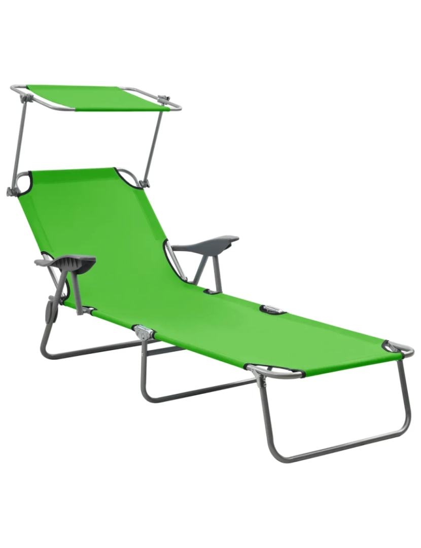 Vidaxl - espreguiçadeira，Cadeira de repouso，Cadeira de descanso com toldo aço verde CFW389461