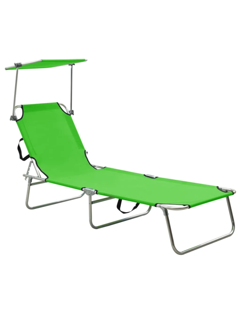 imagem de espreguiçadeira，Cadeira de repouso，Cadeira de descanso com toldo aço verde-maçã CFW4963121