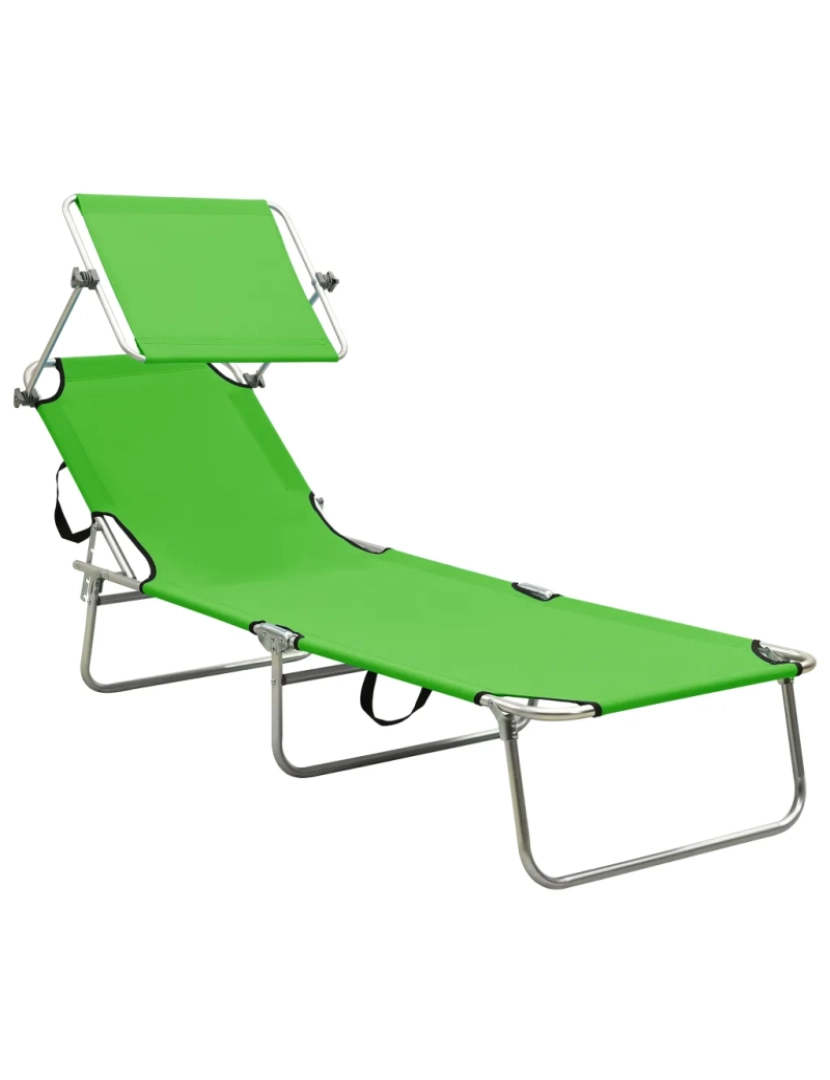 imagem de espreguiçadeira，Cadeira de repouso，Cadeira de descanso com toldo aço verde-maçã CFW4963122