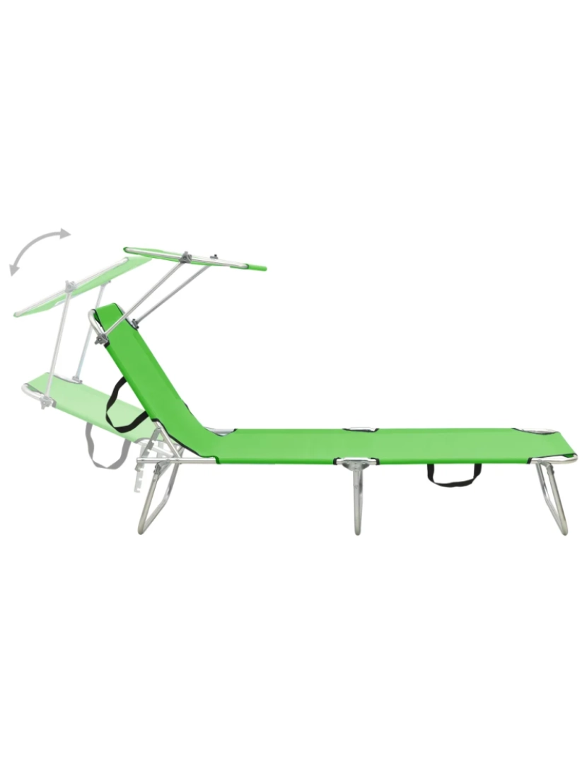 imagem de espreguiçadeira，Cadeira de repouso，Cadeira de descanso com toldo aço verde-maçã CFW4963124